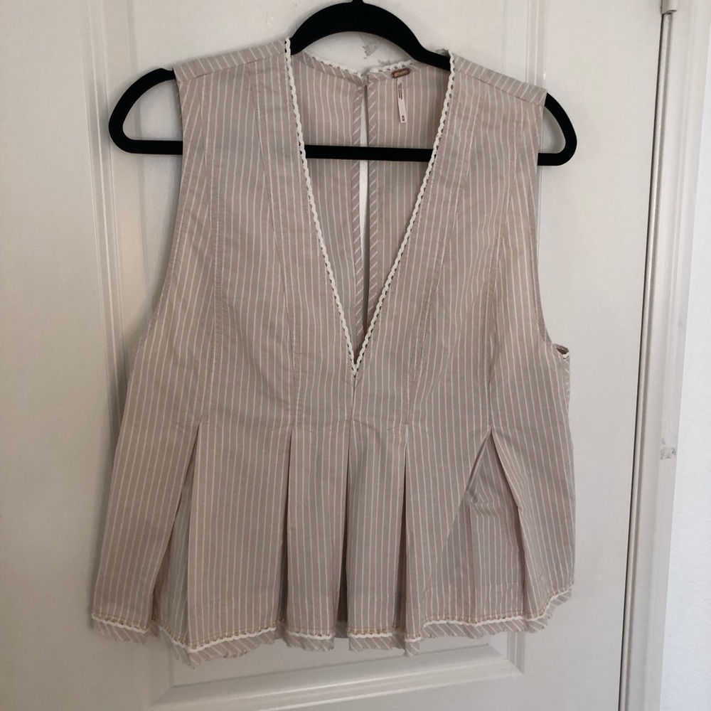 NWOT Free People Good Feels Striped Peplum Top Sz medium sleeveless summer - Picture 5 of 15